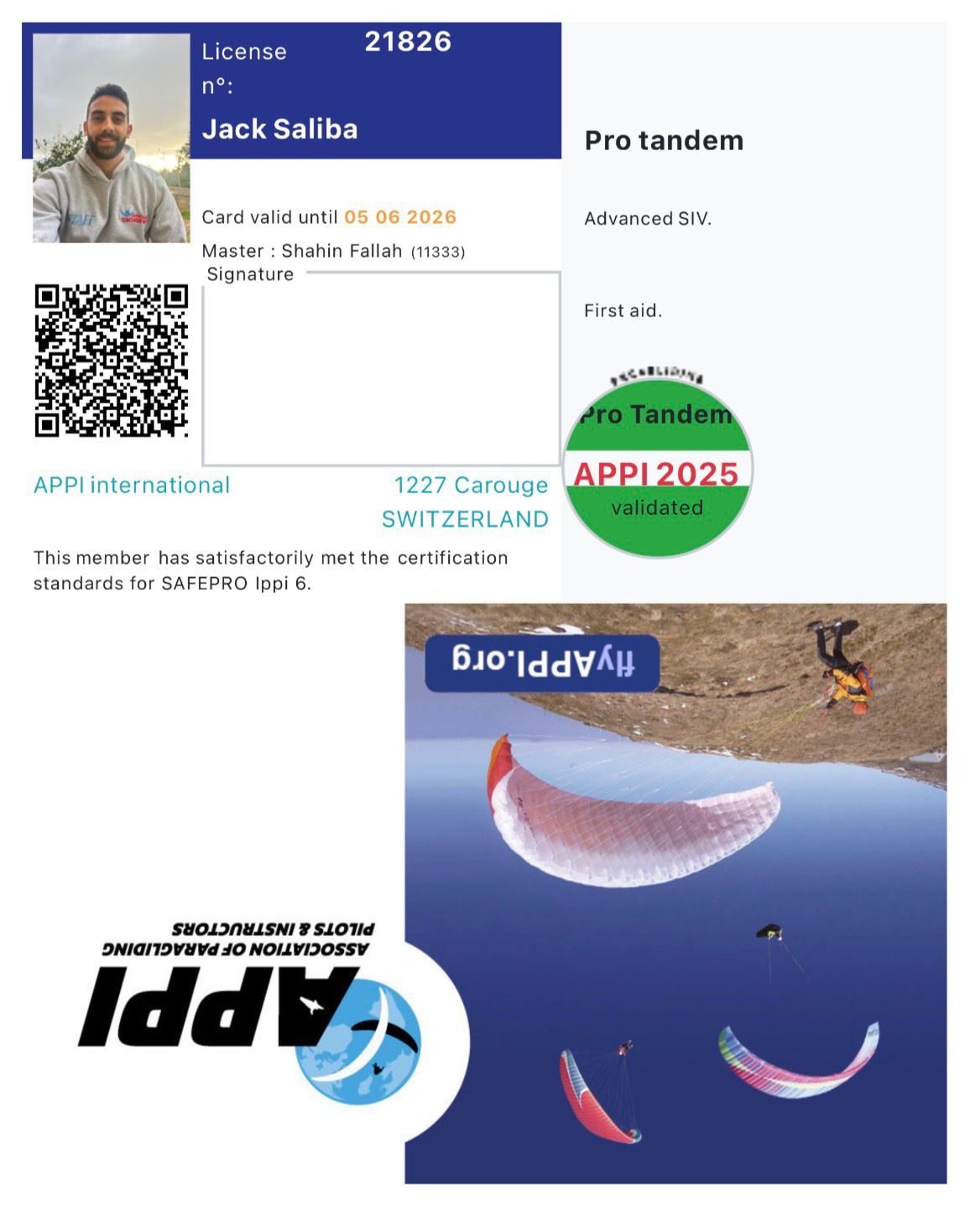 APPI PPG Instructor certification — Jack Saliba