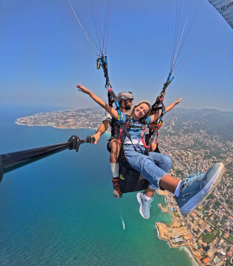 Tandem paragliding over Jounieh Bay Lebanon