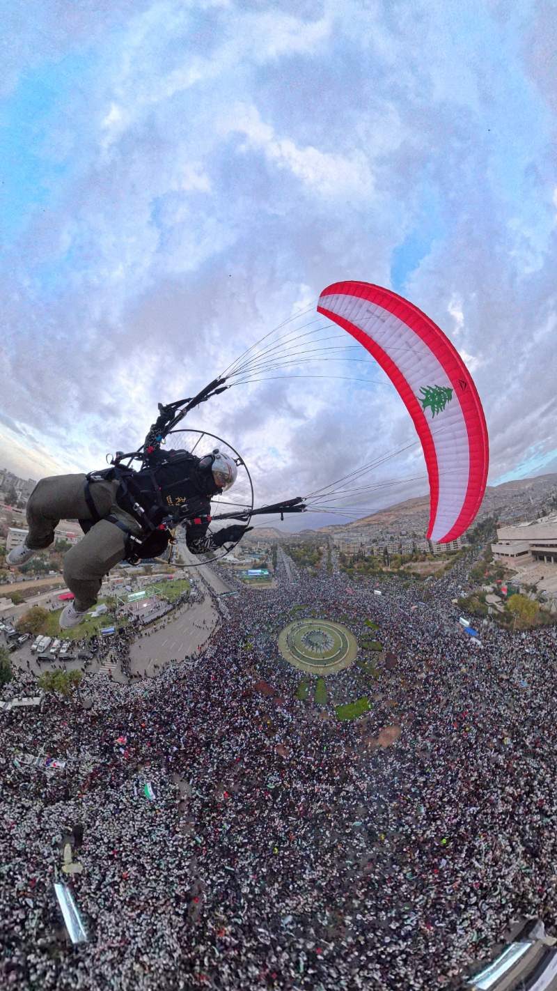 Aerial view of Lebanon from a tandem paragliding flight